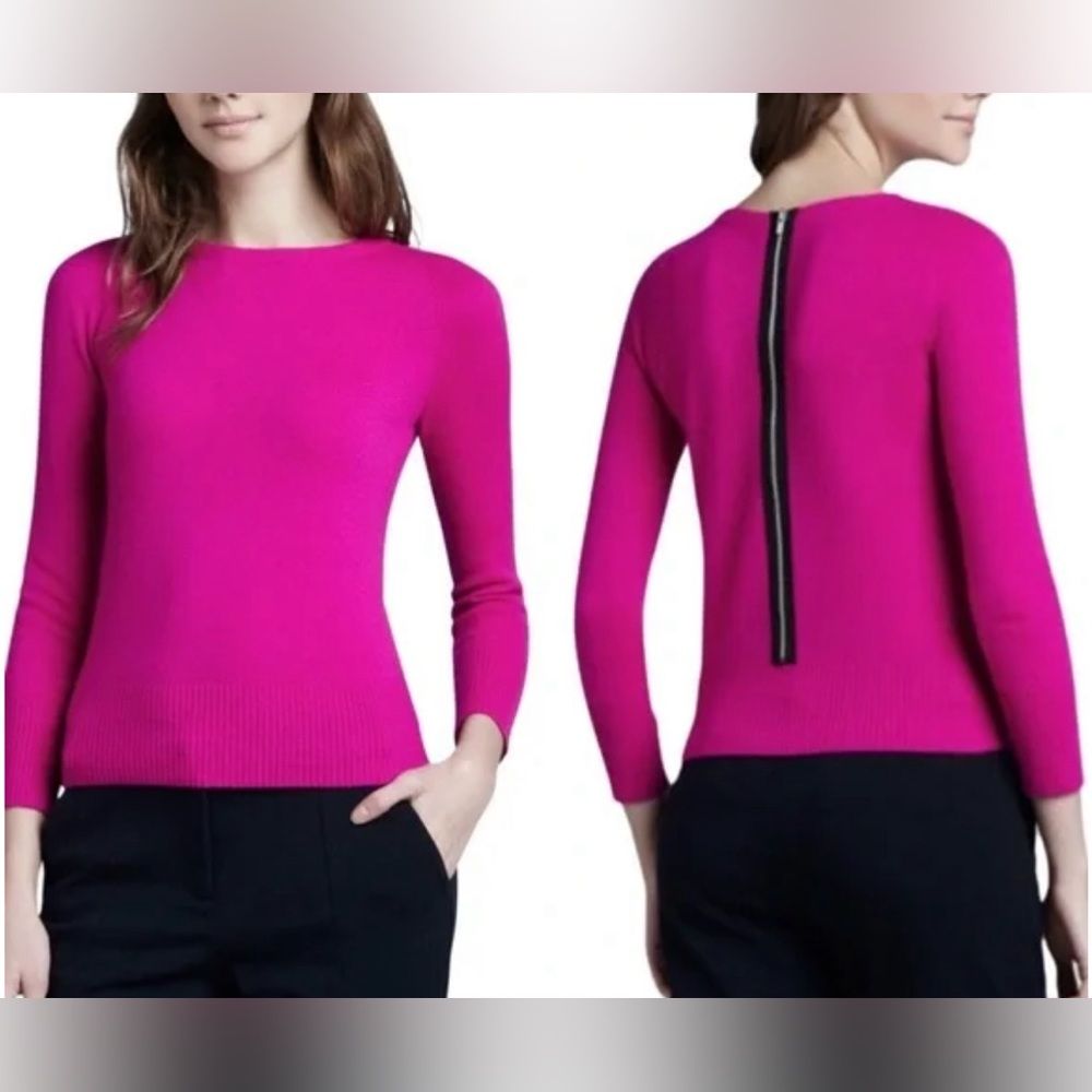 Diane Von Furstenberg Noa Hot Pink Wool Cashmere Blend Sweater